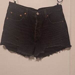 Levi's Black Jean Shorts Distressed Cut-Off Style